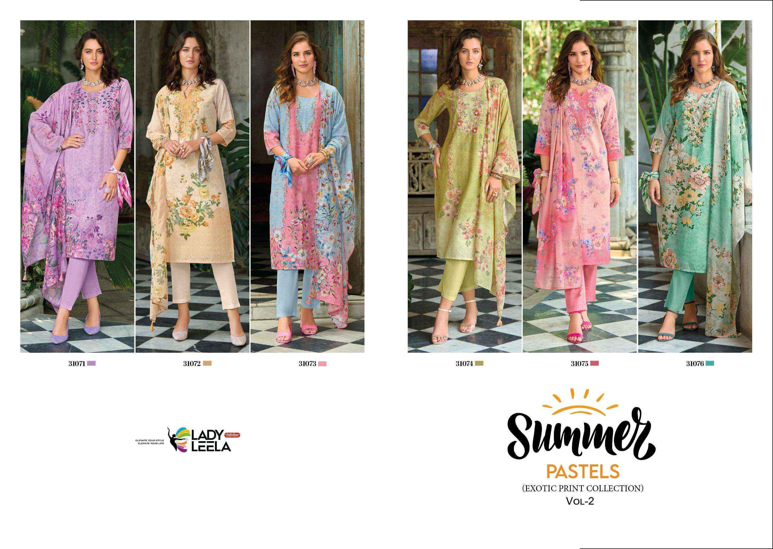 LADY LEELA SUMMER PASTELS VOL 2 LINEN COTTON READYMADE SUITS ( 6 PCS CATALOG )