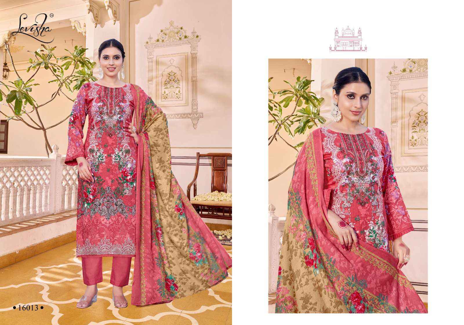 LEVISHA NAIRA NX VOL 16 COTTON DIGITAL PRINT WITH FANCY WORK SUIT WHOLESALE RATE ( 8 PCS CATALOG )