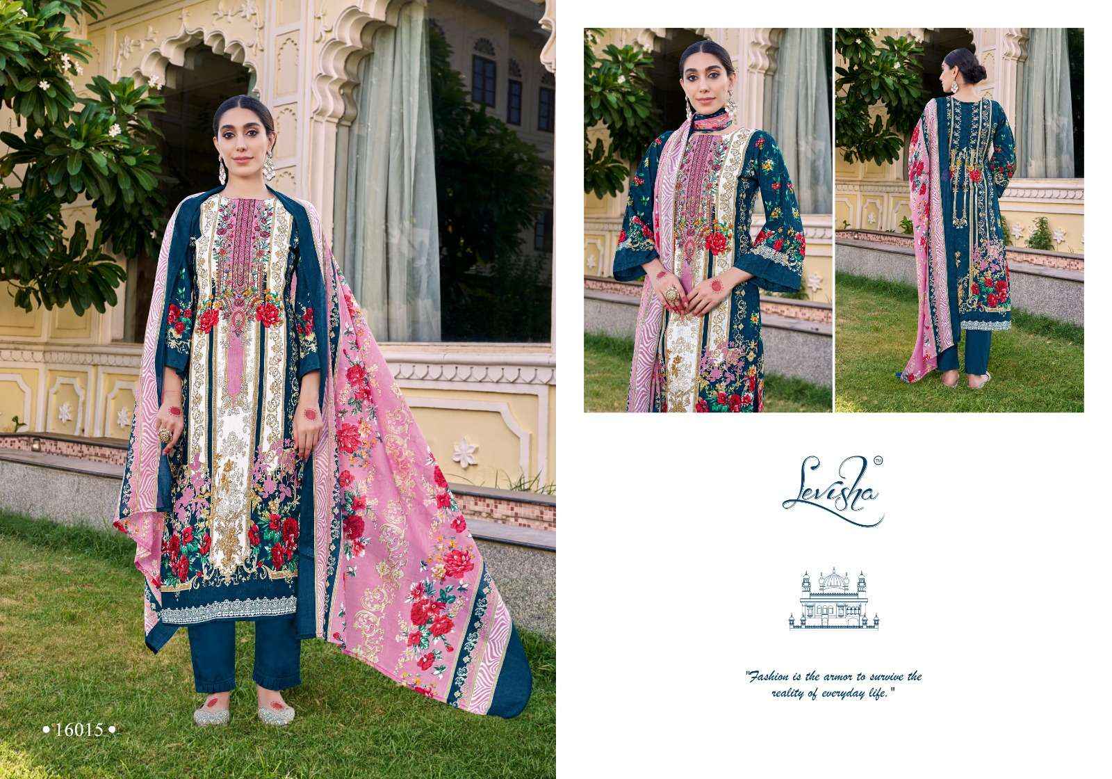 LEVISHA NAIRA NX VOL 16 COTTON DIGITAL PRINT WITH FANCY WORK SUIT WHOLESALE RATE ( 8 PCS CATALOG )