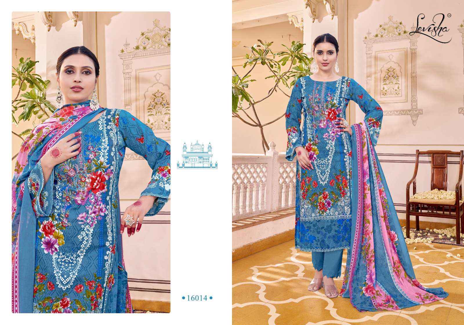 LEVISHA NAIRA NX VOL 16 COTTON DIGITAL PRINT WITH FANCY WORK SUIT WHOLESALE RATE ( 8 PCS CATALOG )