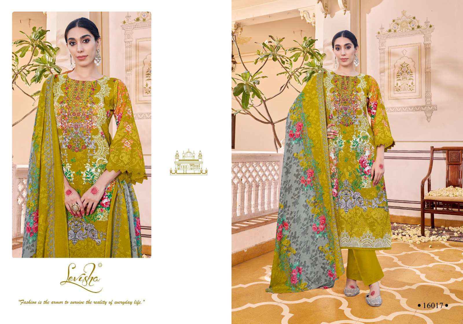 LEVISHA NAIRA NX VOL 16 COTTON DIGITAL PRINT WITH FANCY WORK SUIT WHOLESALE RATE ( 8 PCS CATALOG )
