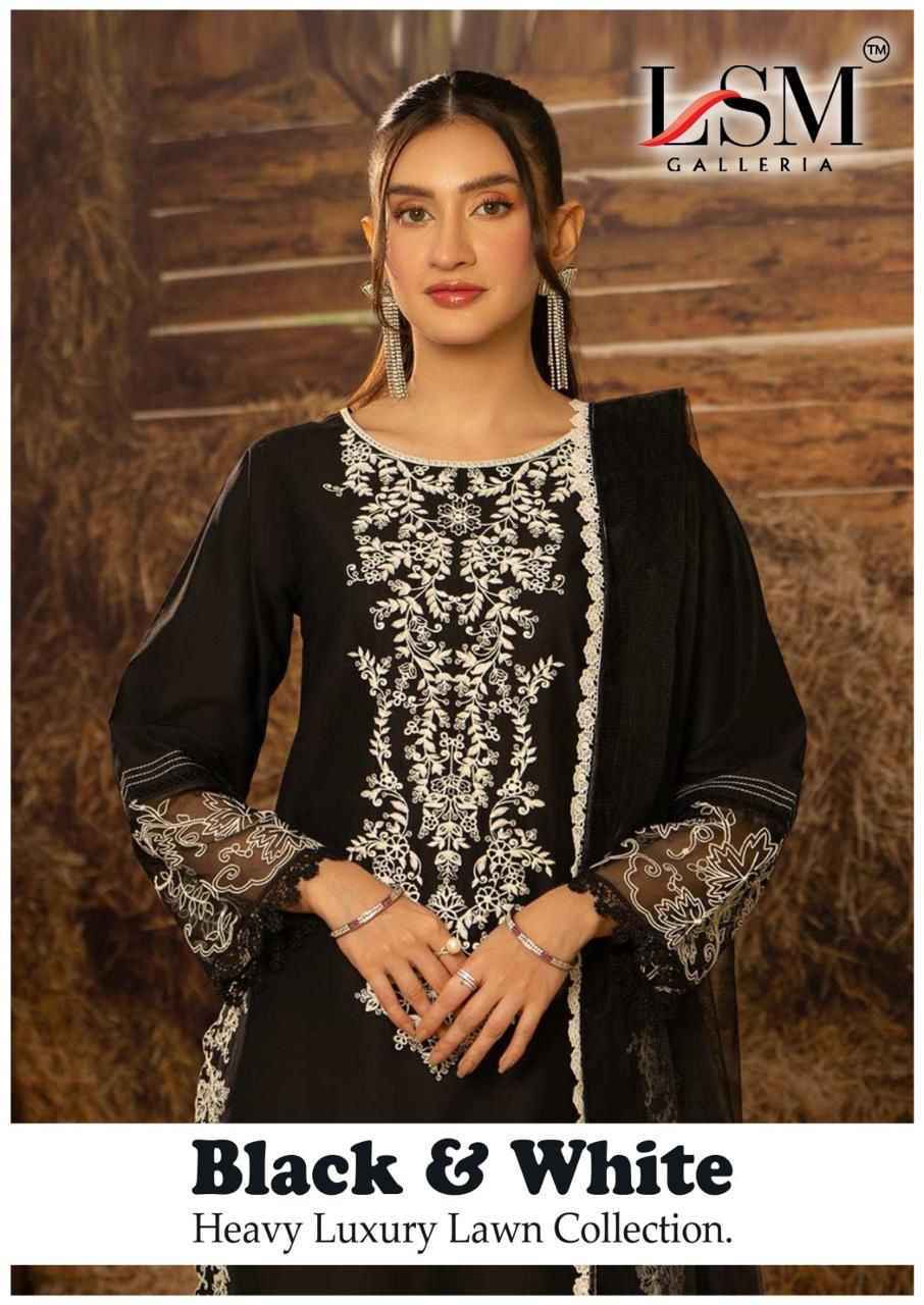LSM Galleria Black & White Cotton Salwar Kameez Wholesale Price ( 6 Pcs Catalog )