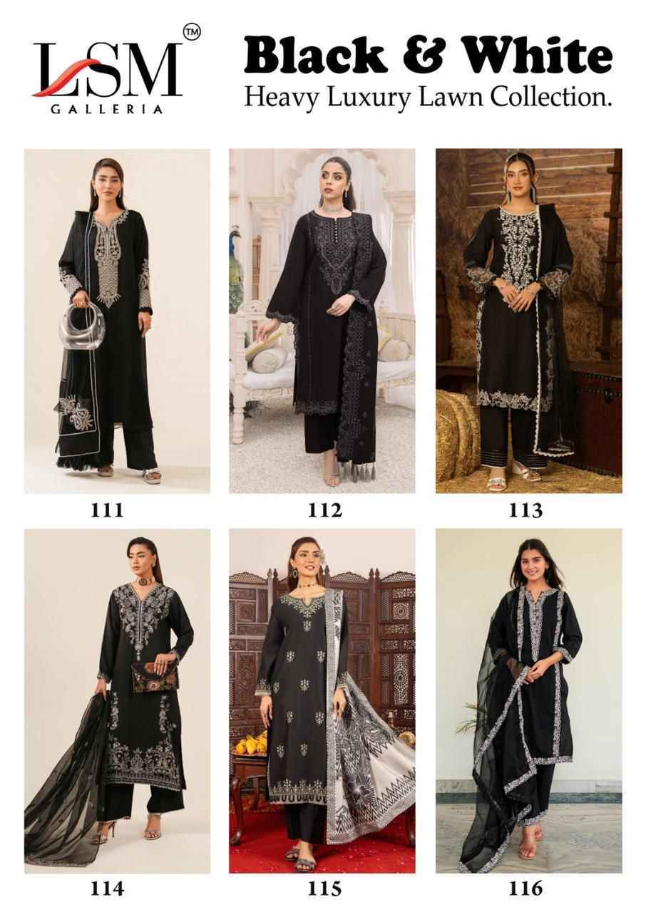 LSM Galleria Black & White Cotton Salwar Kameez Wholesale Price ( 6 Pcs Catalog )