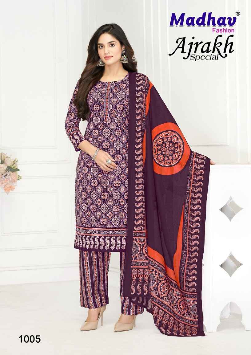 Madhav Fashion Ajrakh Special Cotton Dress Material Wholesale Textile Market (  5 pcs Catalogue )