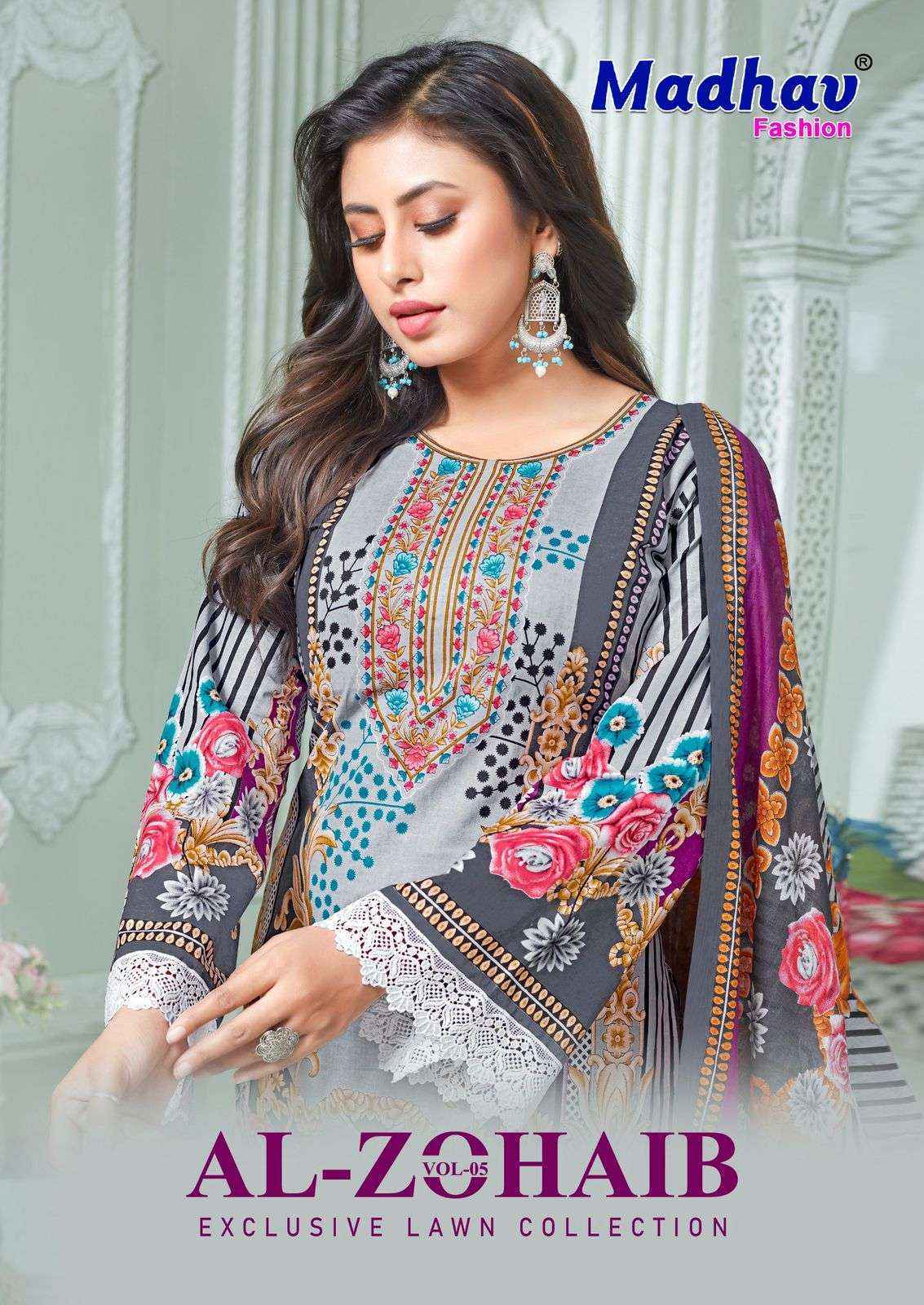 Madhav Fashion Al Zohaib Vol 5 Lawn Cotton Dress Material Online Shopping ( 6 pcs Catalogue )