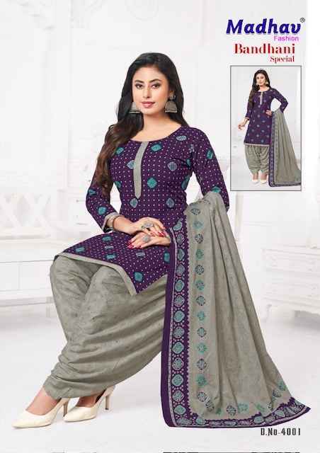 Madhav Fashion Bandhani Special Vol 4 Cotton Salwar Kameez Wholesale Rate ( 10 Pcs Catalog )
