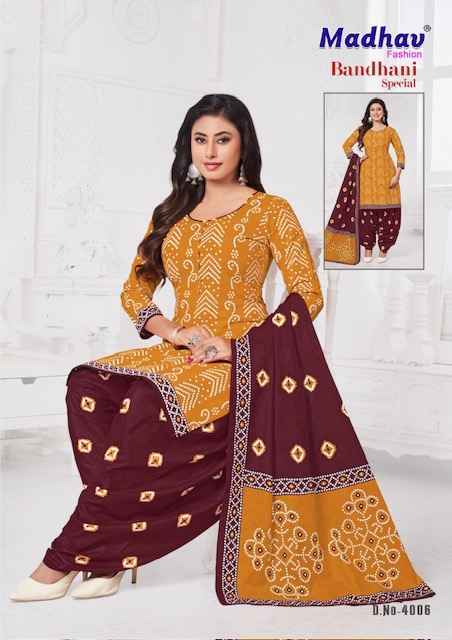 Madhav Fashion Bandhani Special Vol 4 Cotton Salwar Kameez Wholesale Rate ( 10 Pcs Catalog )