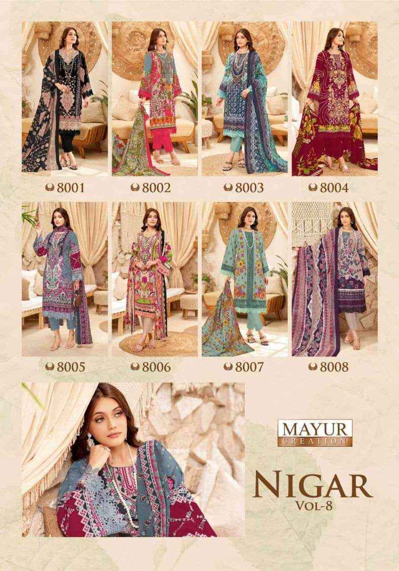 Mayur Creation Nigar Vol 8 Cotton Dress Material Latest Catalog (  8 pcs Catalogue )