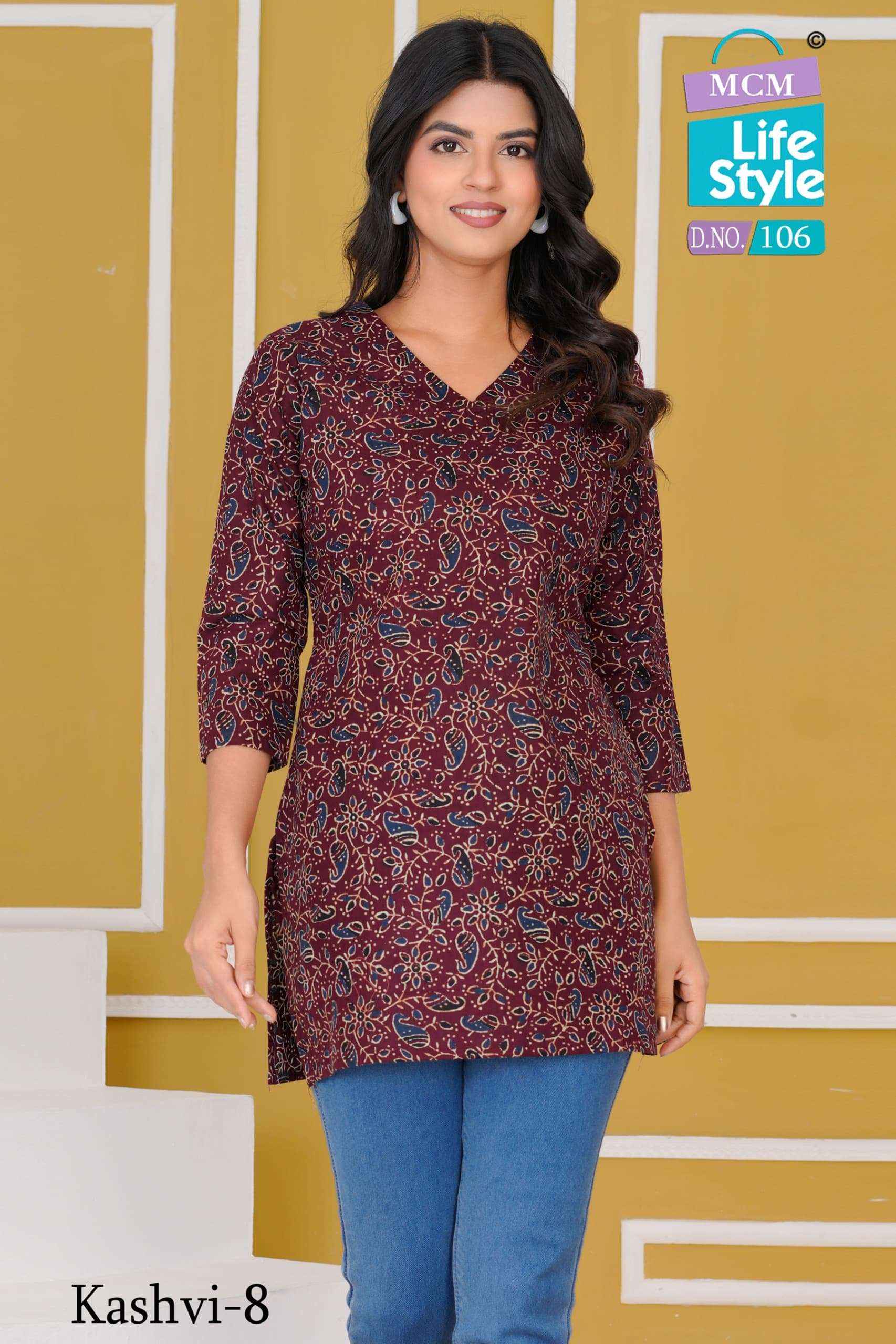 MCM LIFESTYLE KASHVI VOL 8 COTTON PRINT FANCY SHORT TOP WHOLESALE PRICE ( 10 PCS CATALOG )
