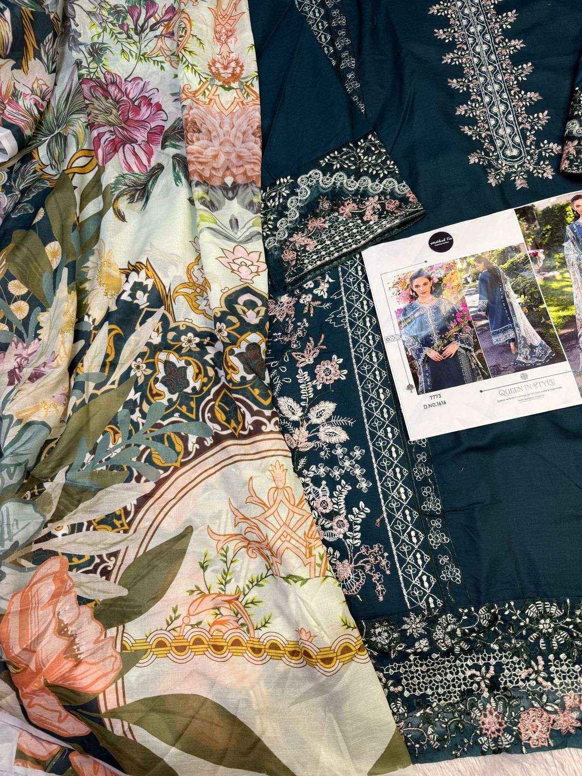 MEHBOOB TEX DESIGN NO - 1616 PURE COTTON HEAVY EMBROIDERED PAKISTANI SALWAR SUIT WHOLESALE RATE ( 1 PCS CATALOG )