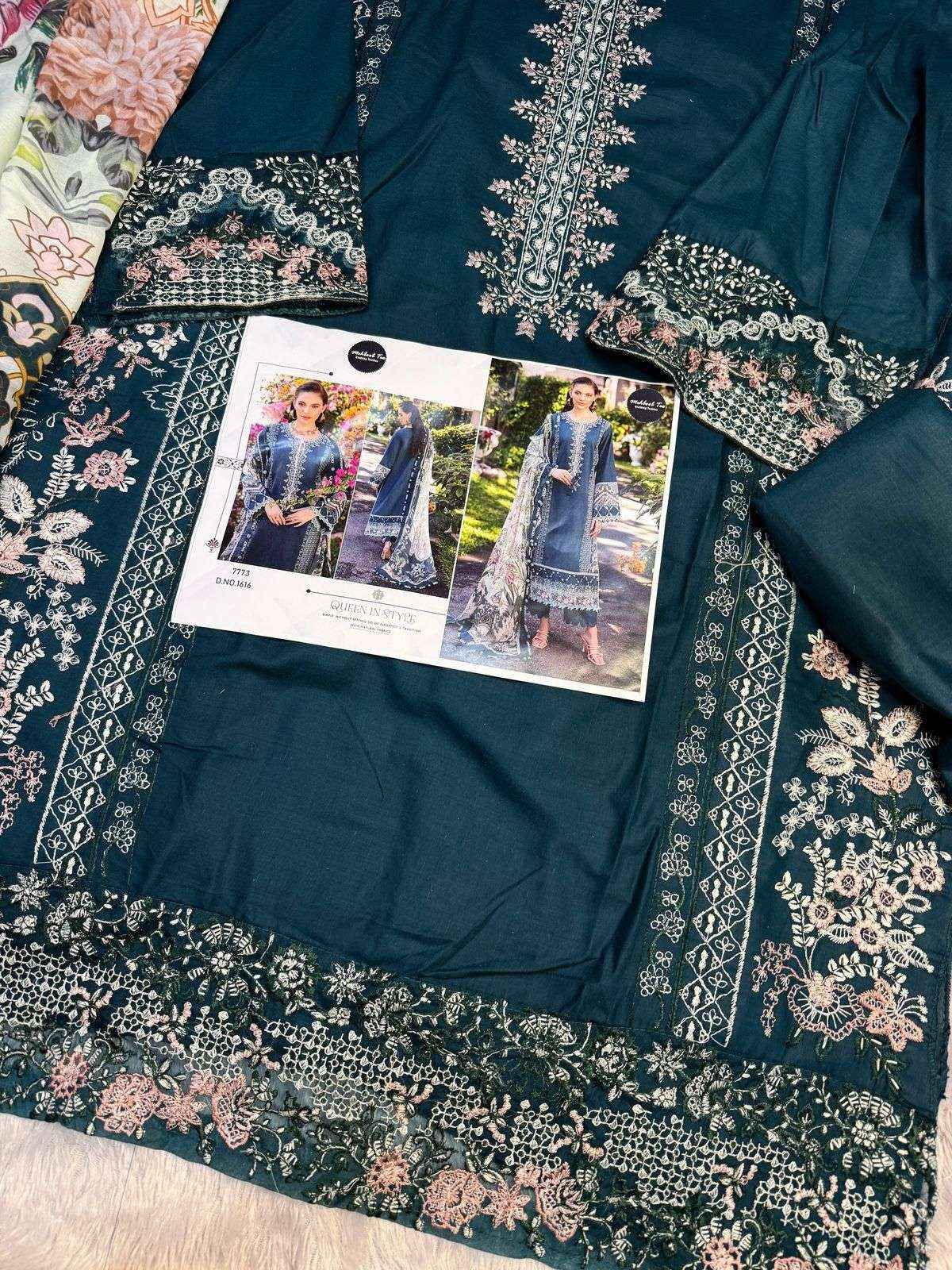 MEHBOOB TEX DESIGN NO - 1616 PURE COTTON HEAVY EMBROIDERED PAKISTANI SALWAR SUIT WHOLESALE RATE ( 1 PCS CATALOG )