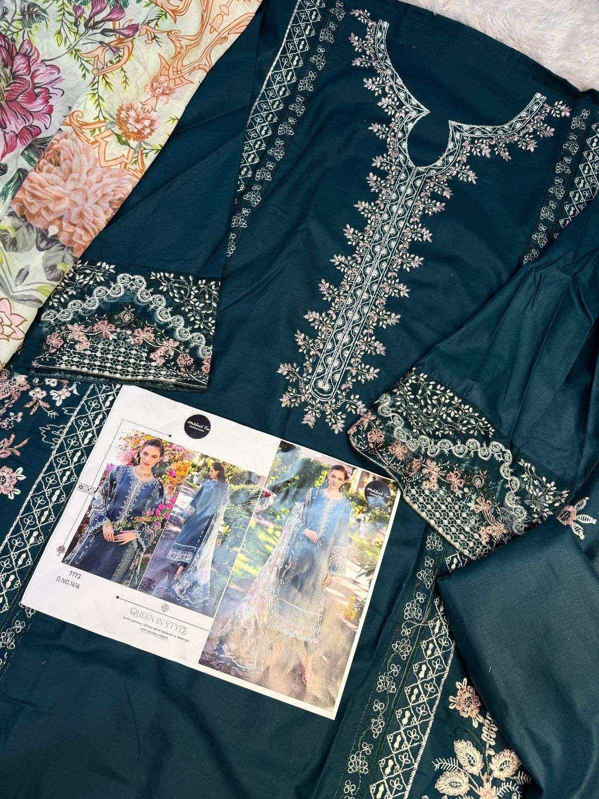 MEHBOOB TEX DESIGN NO - 1616 PURE COTTON HEAVY EMBROIDERED PAKISTANI SALWAR SUIT WHOLESALE RATE ( 1 PCS CATALOG )