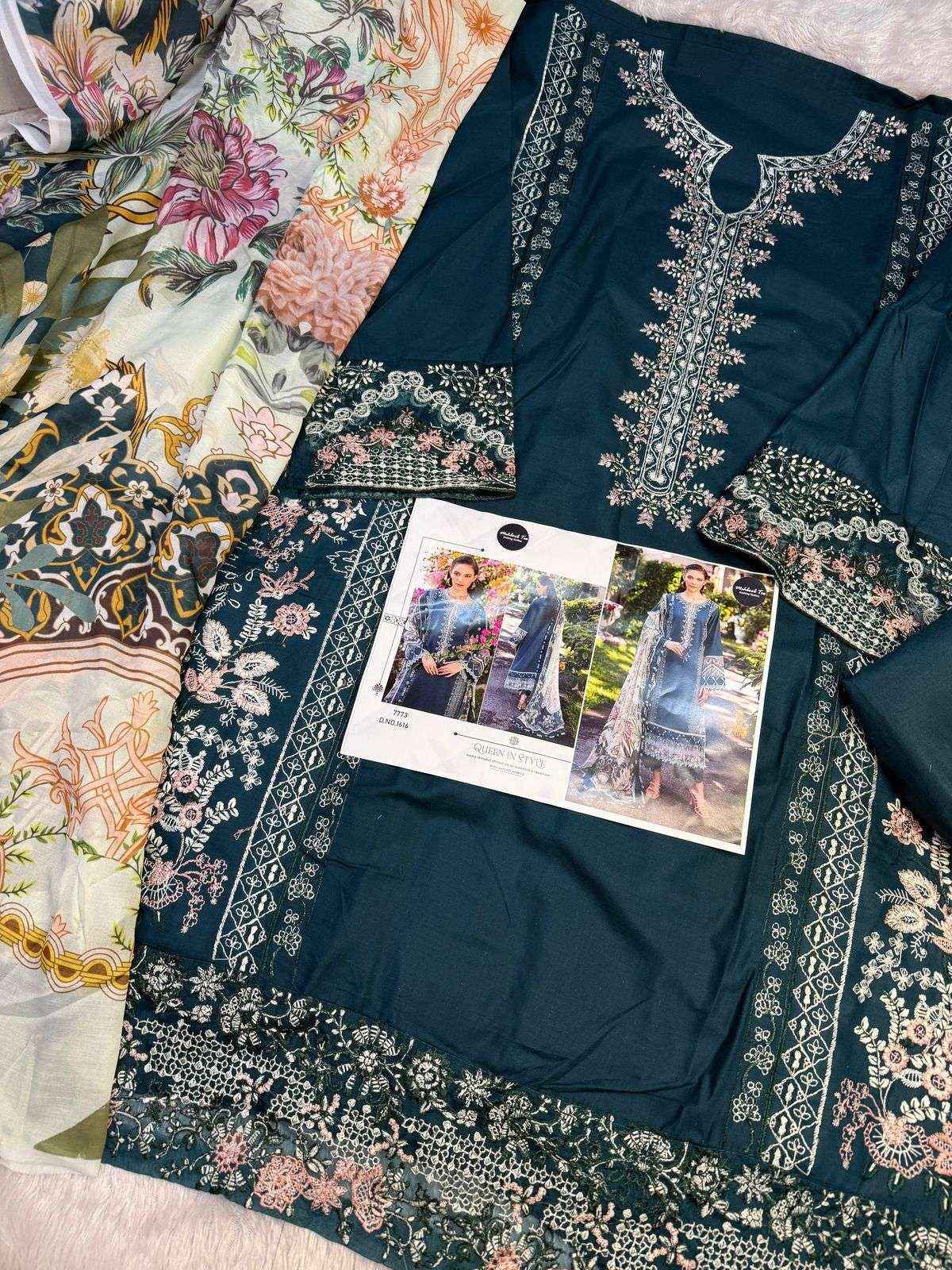 MEHBOOB TEX DESIGN NO - 1616 PURE COTTON HEAVY EMBROIDERED PAKISTANI SALWAR SUIT WHOLESALE RATE ( 1 PCS CATALOG )