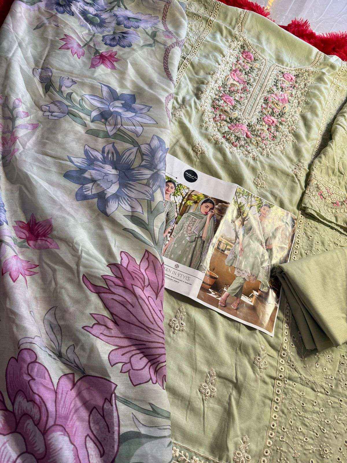 MEHBOOB TEX DESIGN NO - 1623 AB PURE COTTON PRINT HEAVY EMBROIDERED PAKISTANI SALWAR KAMEEZ WHOLESALE RATE ( 2 PCS CATALOG )