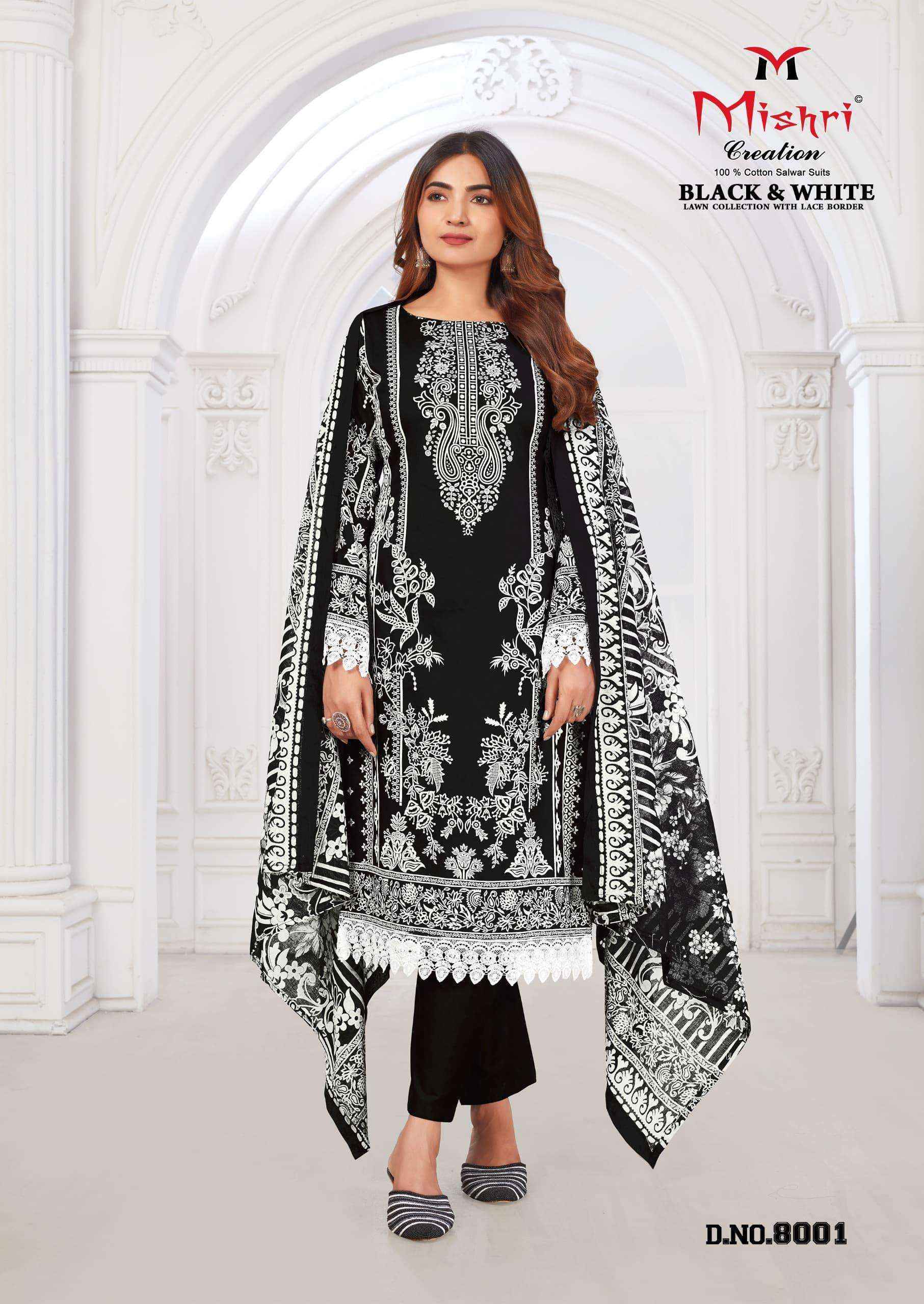 Mishri Creation Black & White Lawn Collection Vol 8 Lawn Cotton Dress Material ( 6 pcs Catalogue )