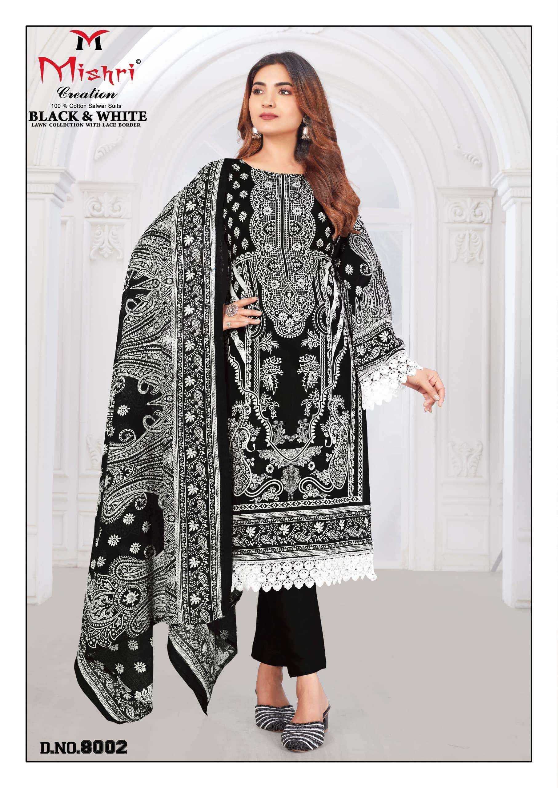 Mishri Creation Black & White Lawn Collection Vol 8 Lawn Cotton Dress Material ( 6 pcs Catalogue )