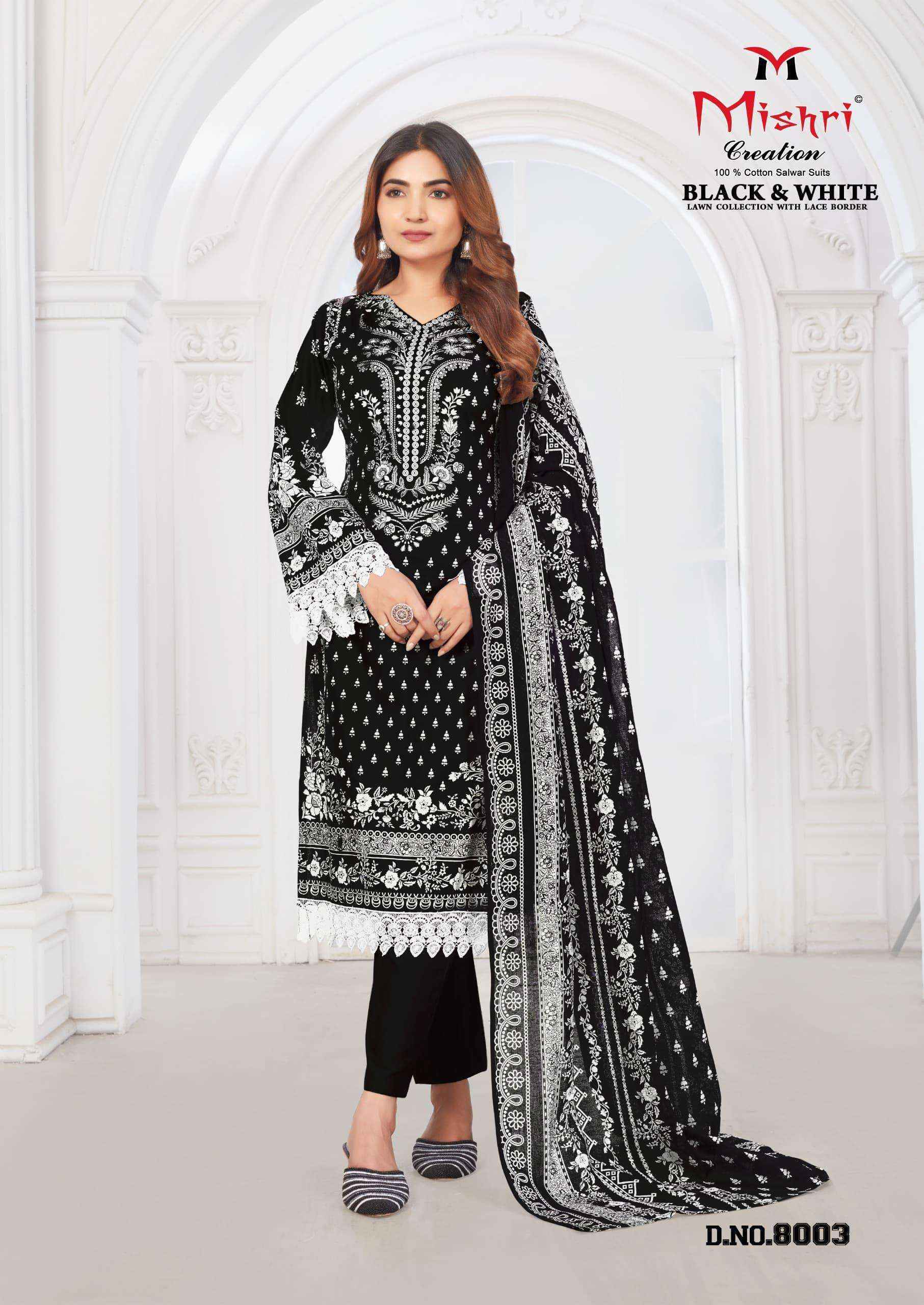 Mishri Creation Black & White Lawn Collection Vol 8 Lawn Cotton Dress Material ( 6 pcs Catalogue )