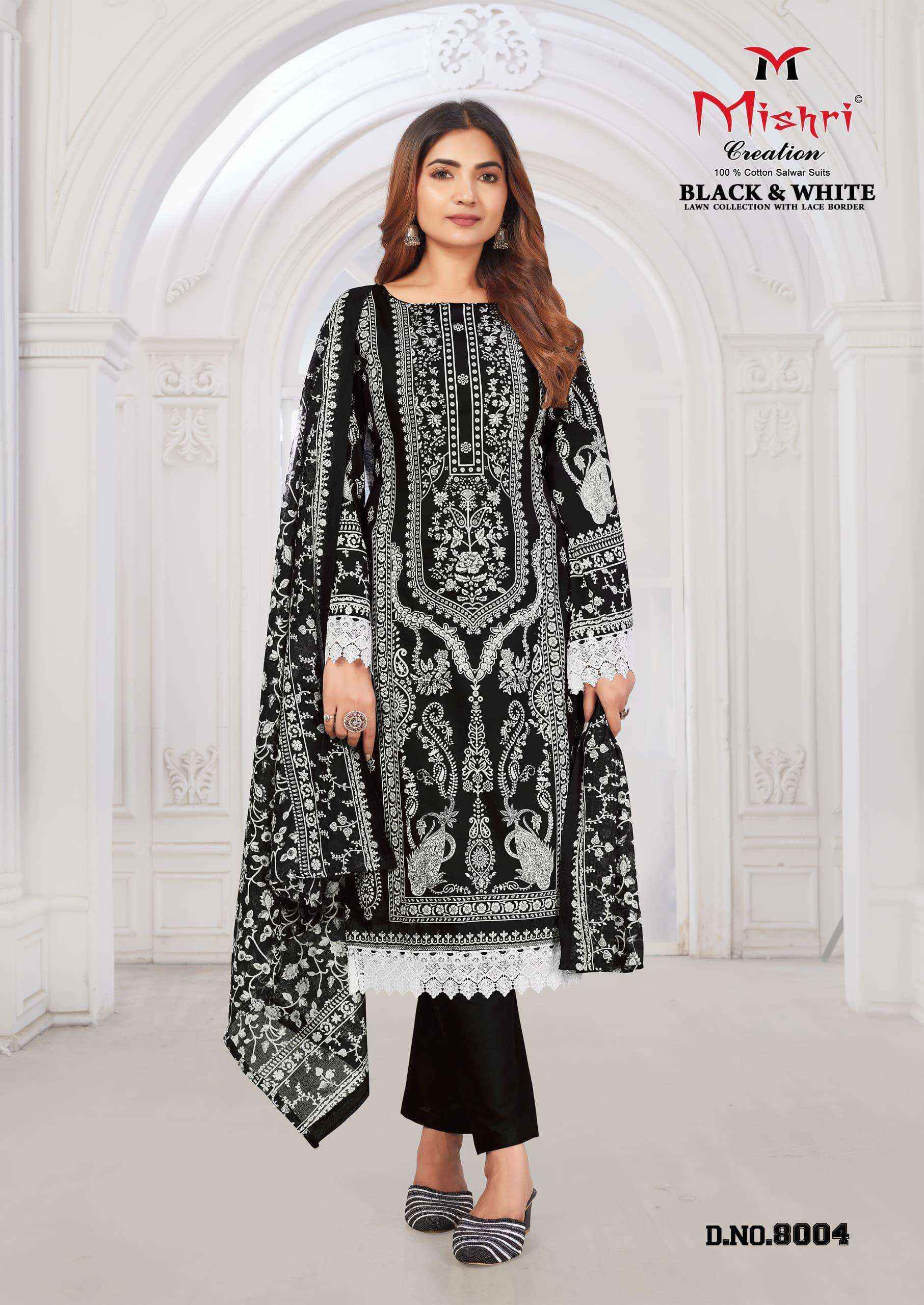 Mishri Creation Black & White Lawn Collection Vol 8 Lawn Cotton Dress Material ( 6 pcs Catalogue )