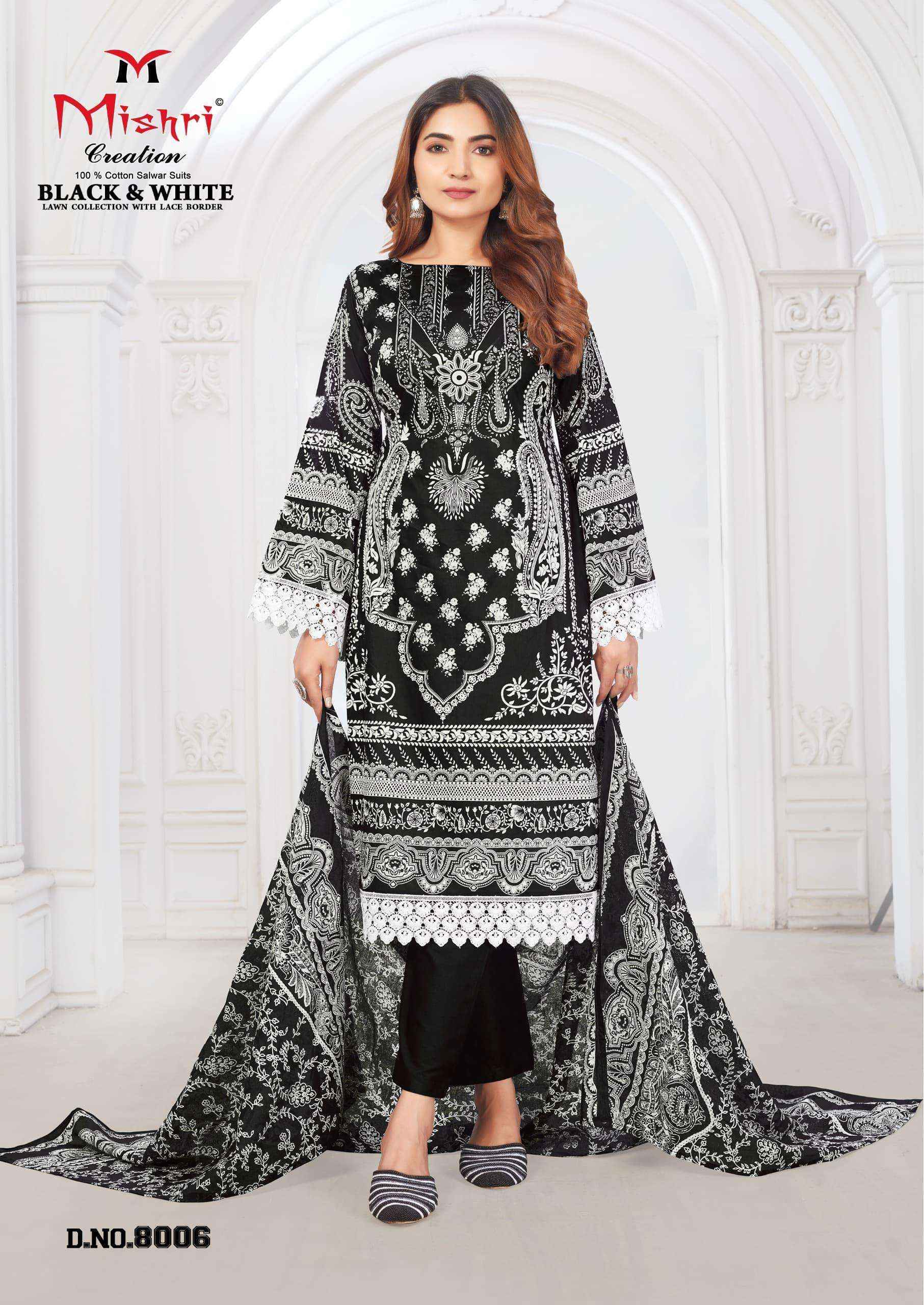 Mishri Creation Black & White Lawn Collection Vol 8 Lawn Cotton Dress Material ( 6 pcs Catalogue )