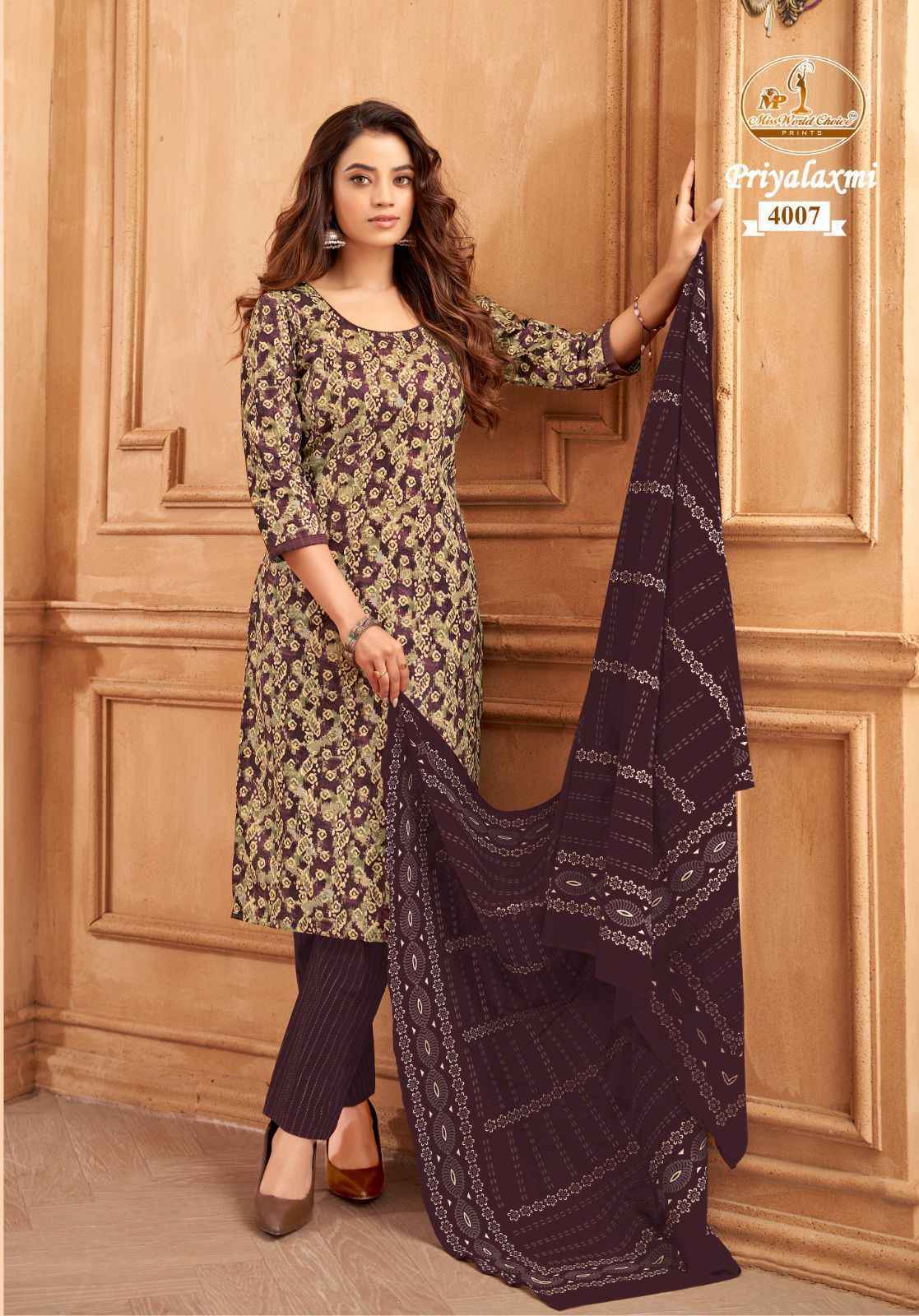 Miss World Choice Priyalaxmi Vol 4 Cotton Dress Material Wholesale Catalog ( 10 pcs Catalogue )