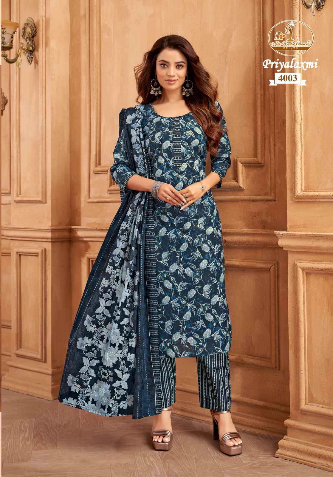 Miss World Choice Priyalaxmi Vol 4 Cotton Dress Material Wholesale Catalog ( 10 pcs Catalogue )