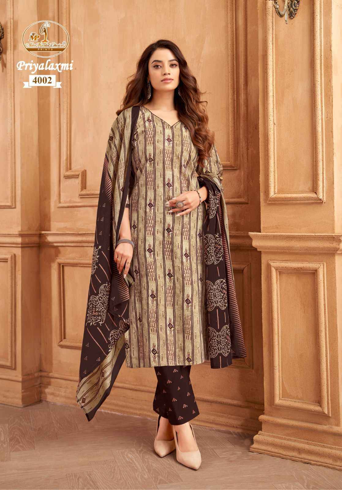 Miss World Choice Priyalaxmi Vol 4 Cotton Dress Material Wholesale Catalog ( 10 pcs Catalogue )