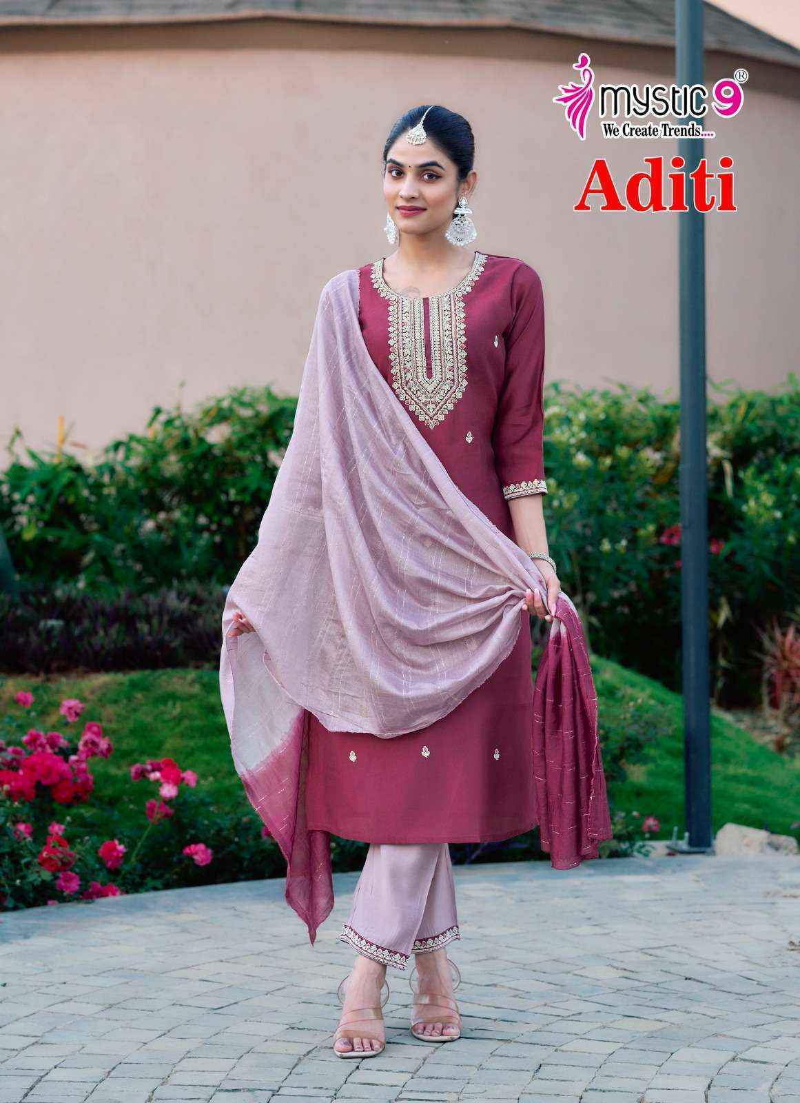 Mystic 9 Aditi Vol 1 Roman Silk Readymade Suit Wholesale Price ( 8 Pcs Catalog )