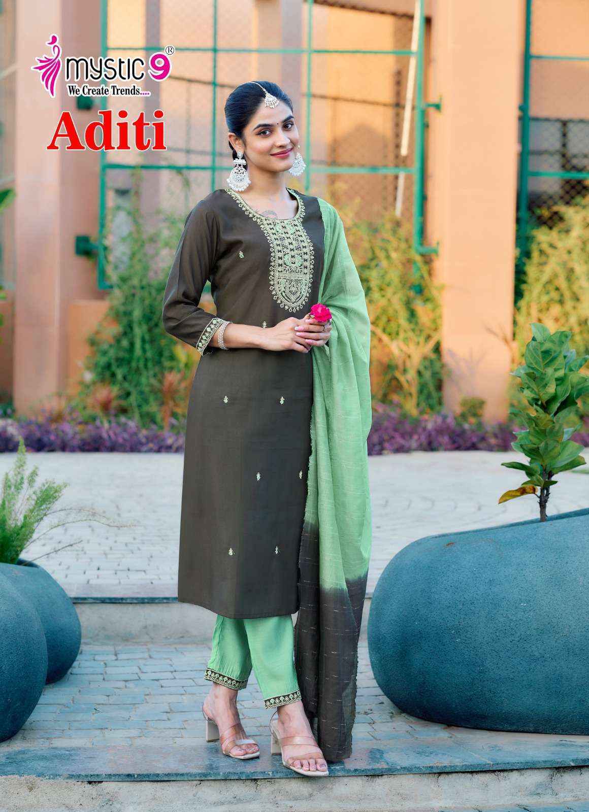 Mystic 9 Aditi Vol 1 Roman Silk Readymade Suit Wholesale Price ( 8 Pcs Catalog )