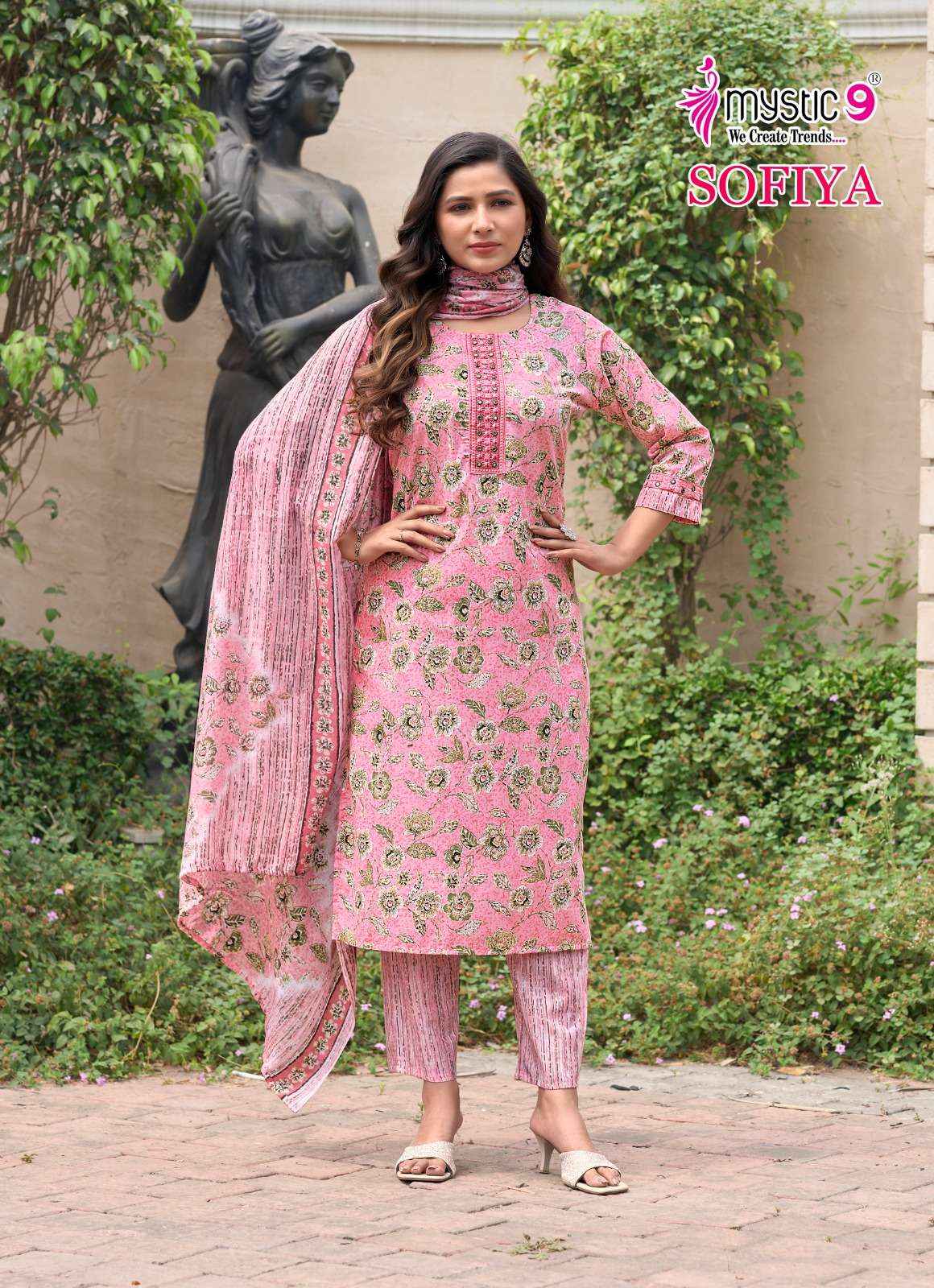 MYSTIC 9 SOFIYA VOL 2 COTTON PRINT FANCY STRAIGHT CUT KURTI COMBO SET WHOLESALE RATE ( 8 PCS CATALOG )