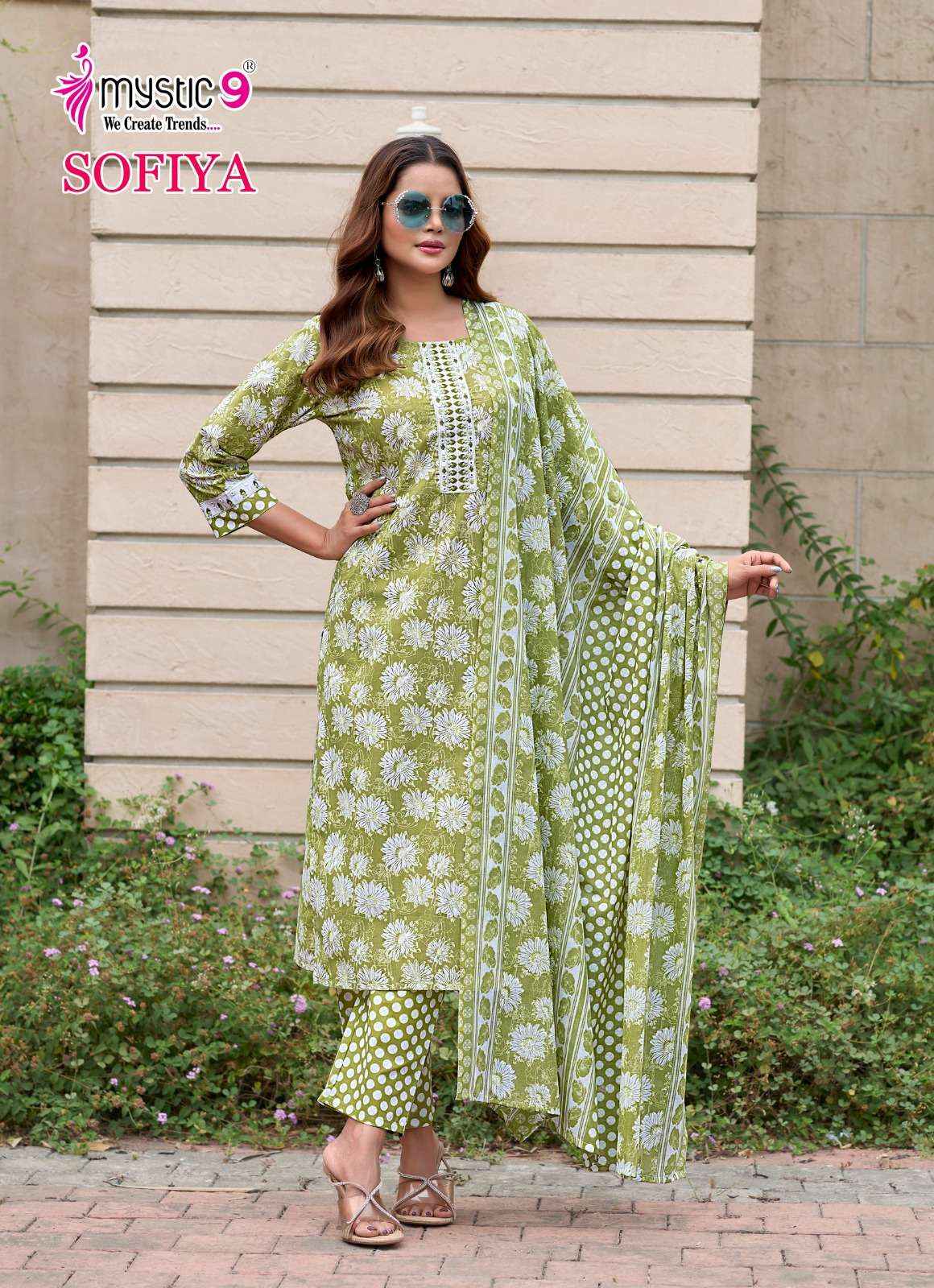 MYSTIC 9 SOFIYA VOL 2 COTTON PRINT FANCY STRAIGHT CUT KURTI COMBO SET WHOLESALE RATE ( 8 PCS CATALOG )