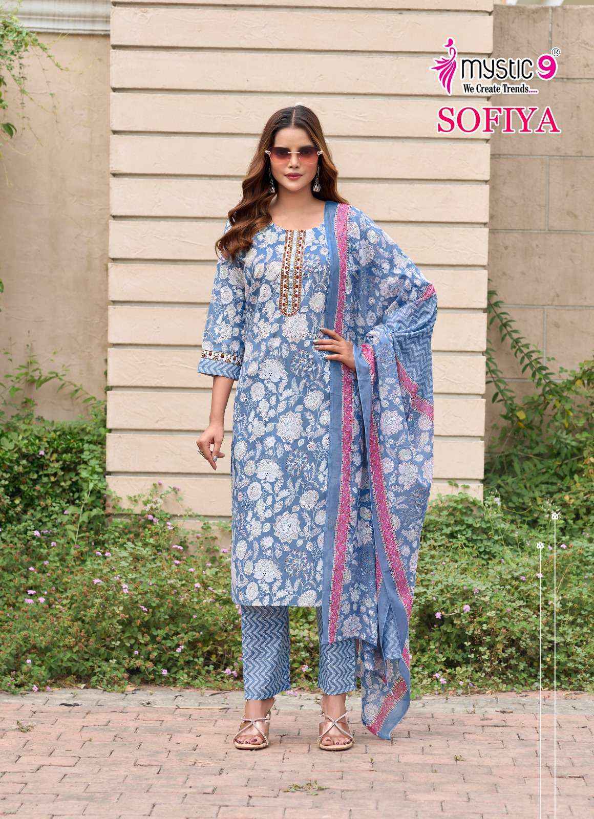 MYSTIC 9 SOFIYA VOL 2 COTTON PRINT FANCY STRAIGHT CUT KURTI COMBO SET WHOLESALE RATE ( 8 PCS CATALOG )