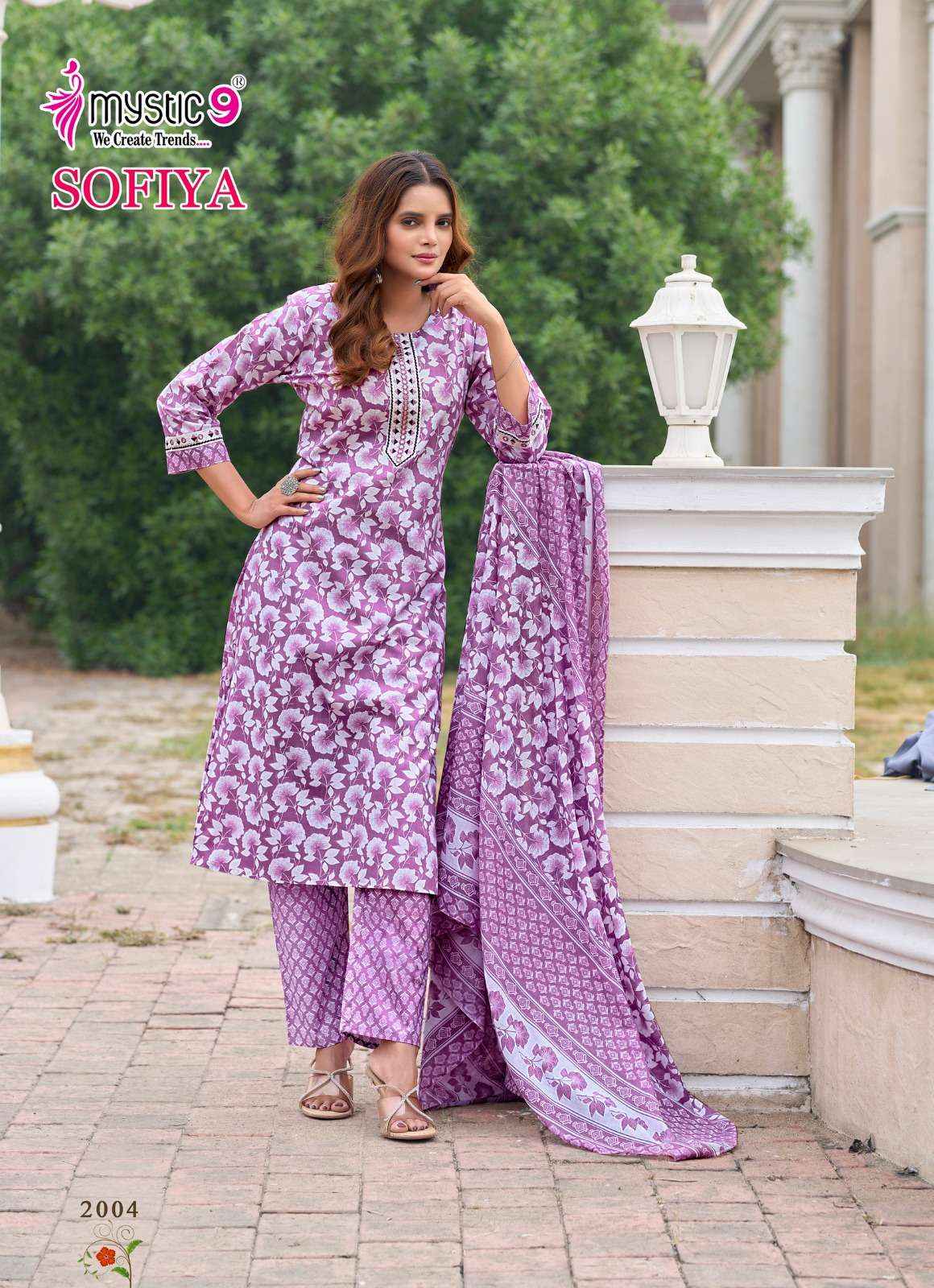 MYSTIC 9 SOFIYA VOL 2 COTTON PRINT FANCY STRAIGHT CUT KURTI COMBO SET WHOLESALE RATE ( 8 PCS CATALOG )