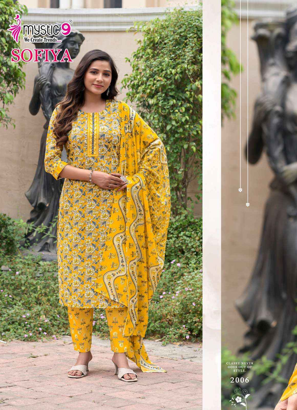 MYSTIC 9 SOFIYA VOL 2 COTTON PRINT FANCY STRAIGHT CUT KURTI COMBO SET WHOLESALE RATE ( 8 PCS CATALOG )