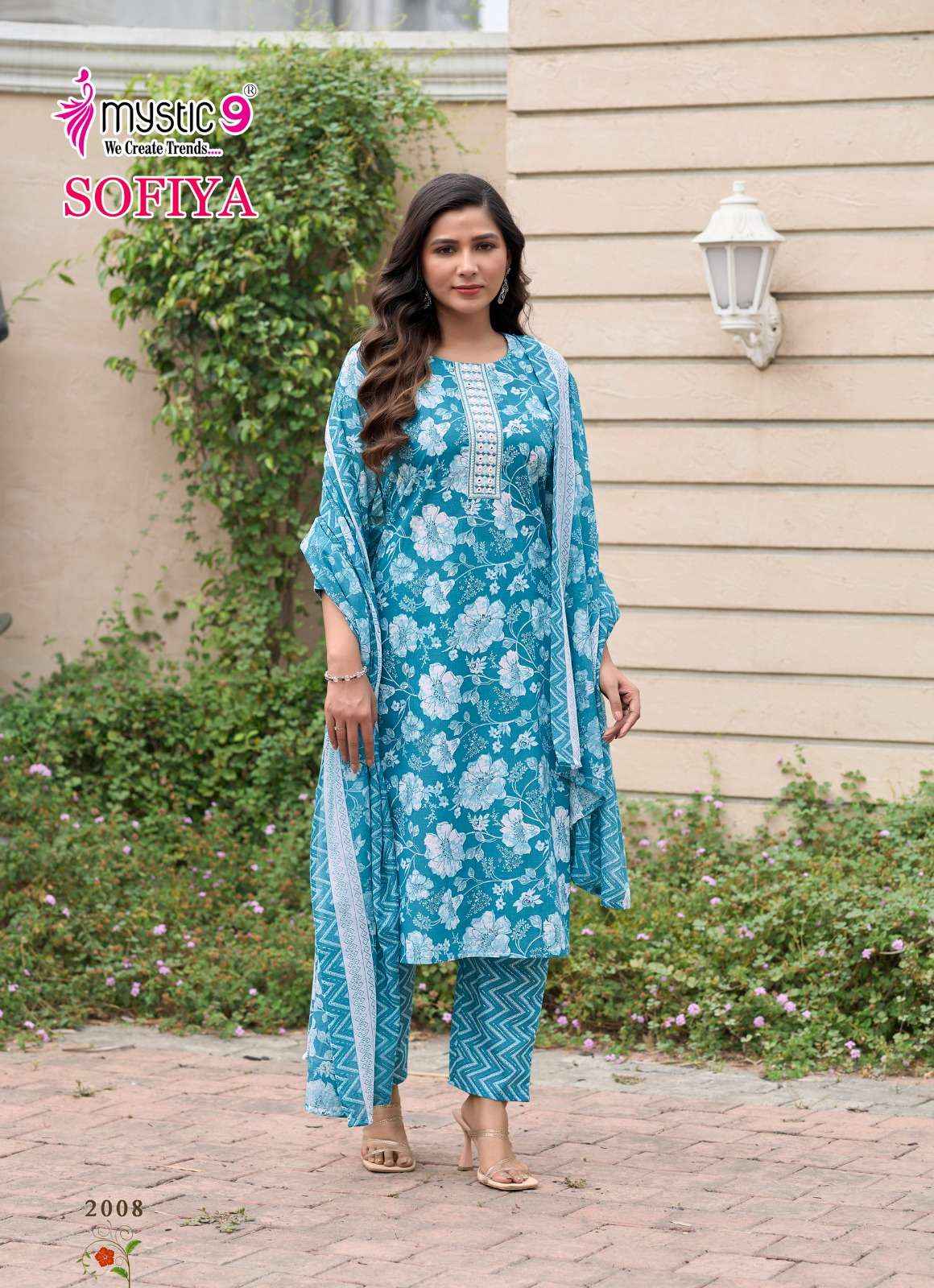 MYSTIC 9 SOFIYA VOL 2 COTTON PRINT FANCY STRAIGHT CUT KURTI COMBO SET WHOLESALE RATE ( 8 PCS CATALOG )