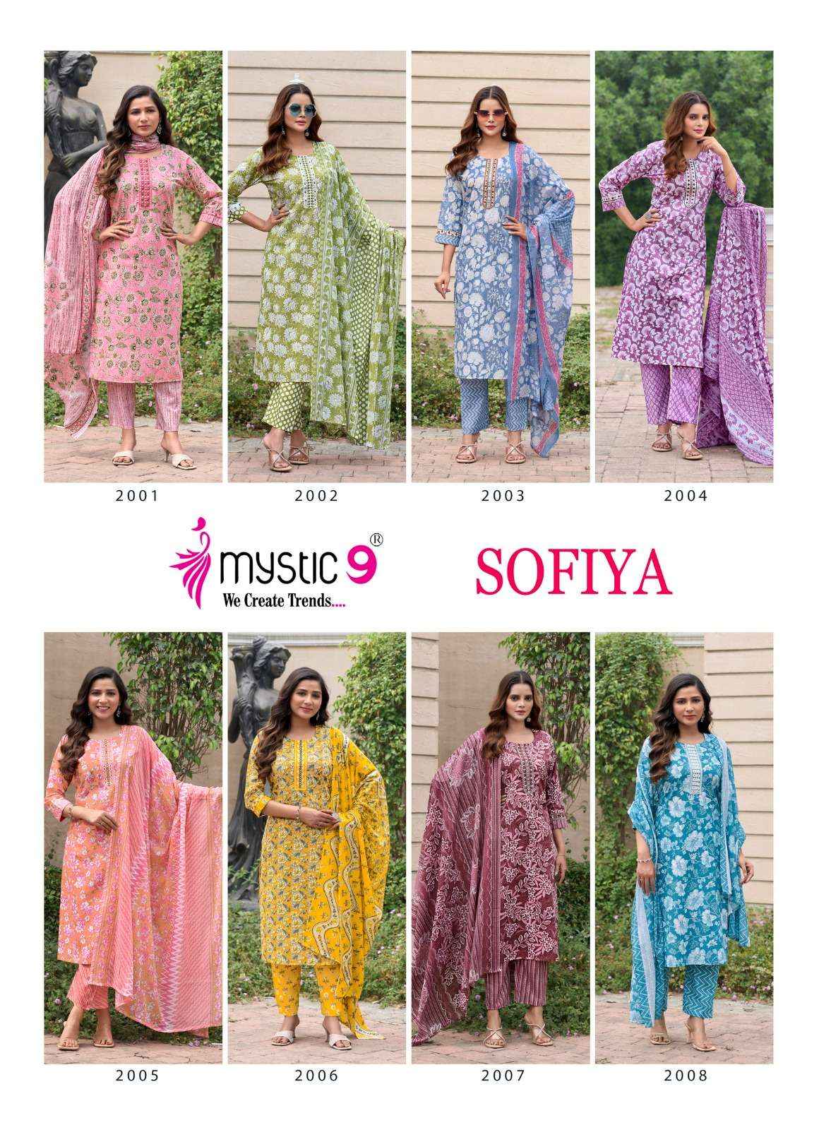 MYSTIC 9 SOFIYA VOL 2 COTTON PRINT FANCY STRAIGHT CUT KURTI COMBO SET WHOLESALE RATE ( 8 PCS CATALOG )
