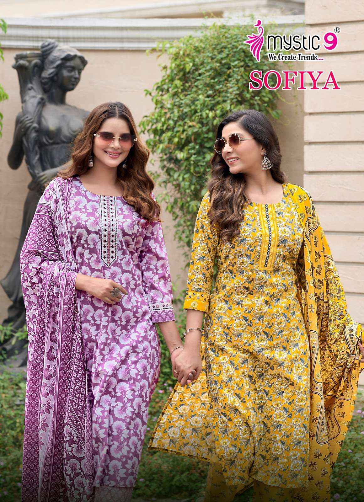 MYSTIC 9 SOFIYA VOL 2 COTTON PRINT FANCY STRAIGHT CUT KURTI COMBO SET WHOLESALE RATE ( 8 PCS CATALOG )