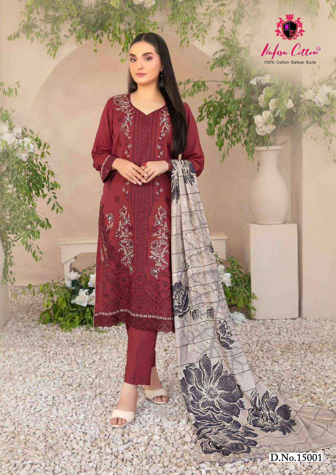 NAFISA COTTON SAHIL DESIGNER COTTON COLLECTION VOL 15 COTTON SALWAR KAMEEZ WHOLESALE RATE ( 6 PCS CATALOG )