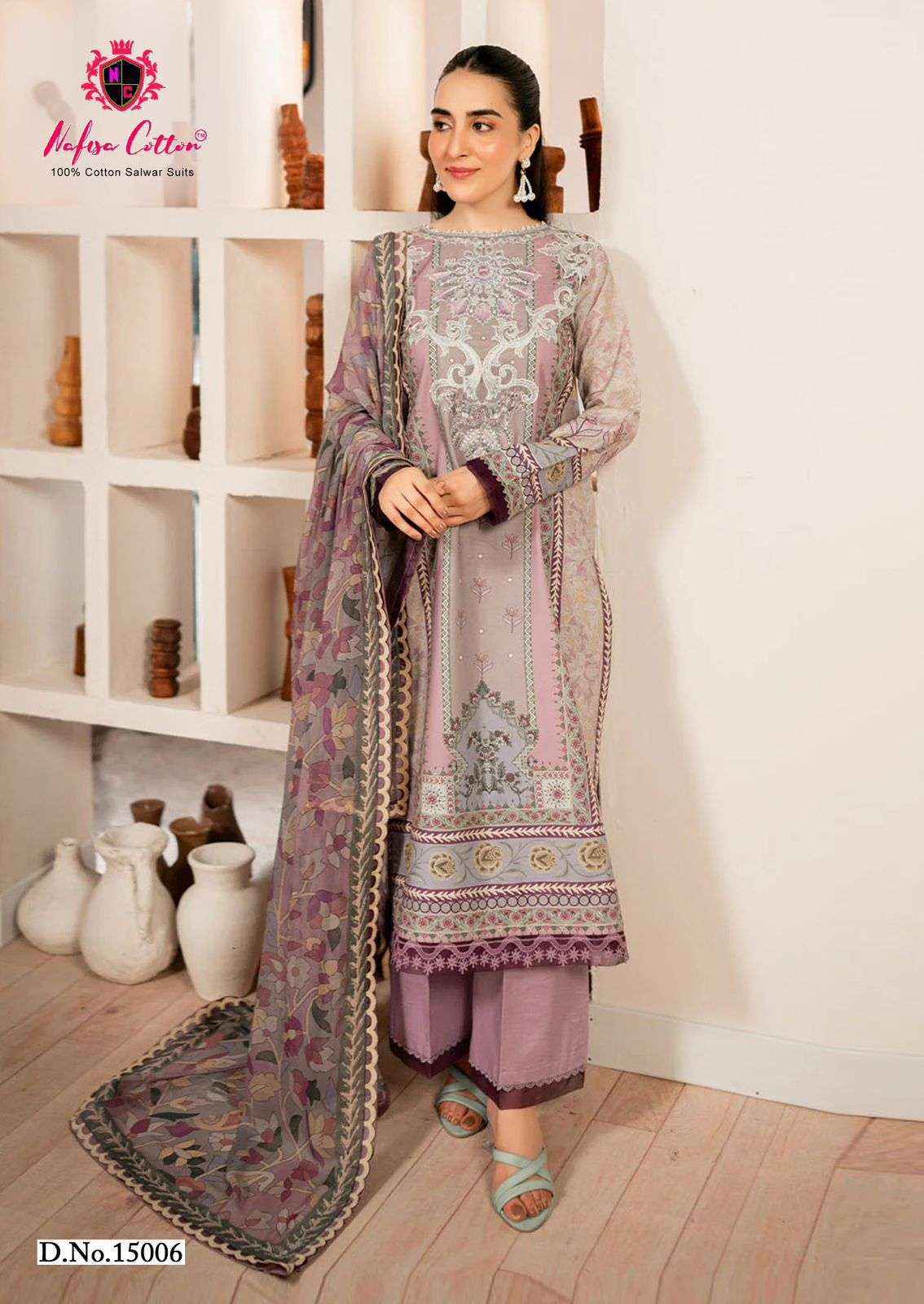 NAFISA COTTON SAHIL DESIGNER COTTON COLLECTION VOL 15 COTTON SALWAR KAMEEZ WHOLESALE RATE ( 6 PCS CATALOG )