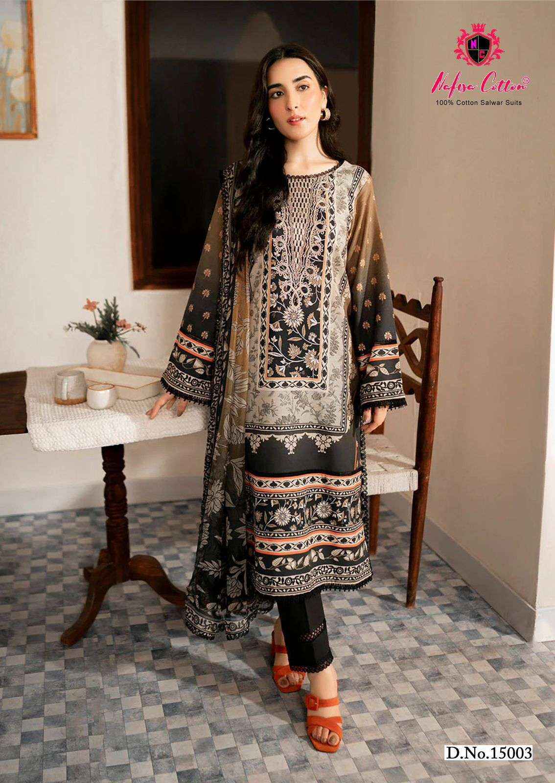 NAFISA COTTON SAHIL DESIGNER COTTON COLLECTION VOL 15 COTTON SALWAR KAMEEZ WHOLESALE RATE ( 6 PCS CATALOG )