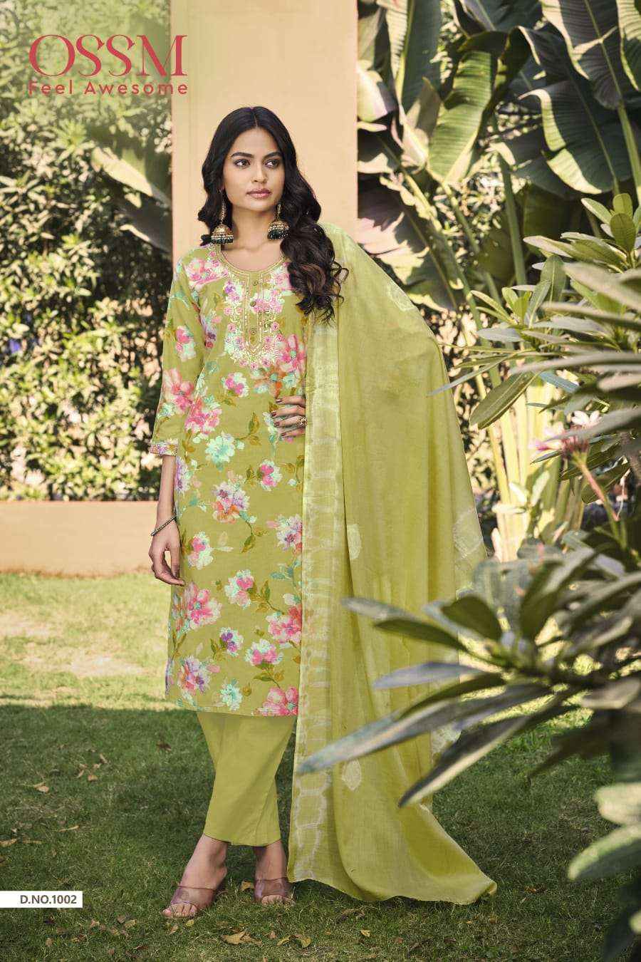 OSSM SUNSHINE COTTON PRINT FANCY WORK LADIES KURTI COMBO SET WHOLESALE RATE (6 PCS CATALOG )