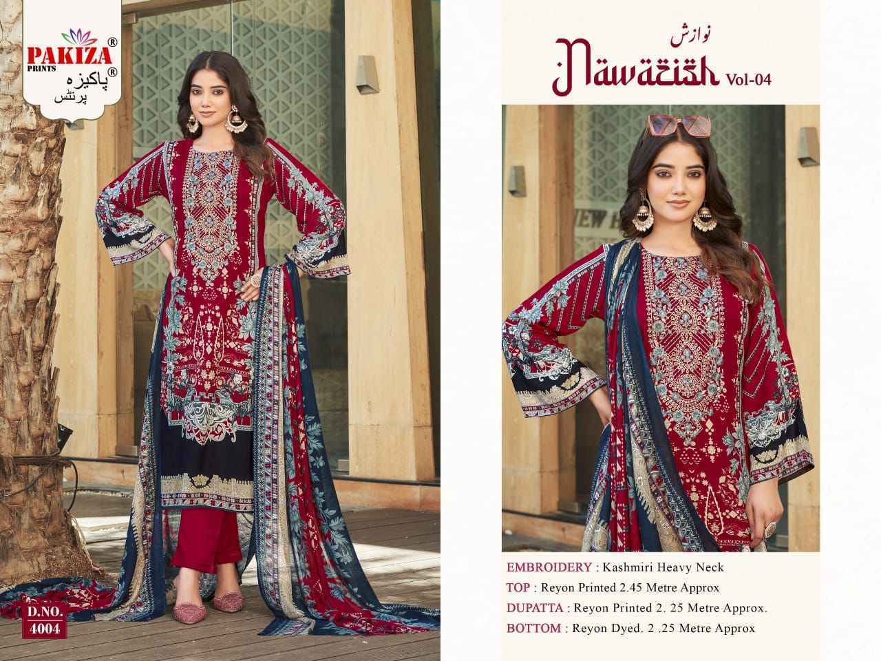 Pakiza Prints Nawazish Vol 4 Cotton Dress Material Surat Wholesale ( 4 pcs Catalogue )