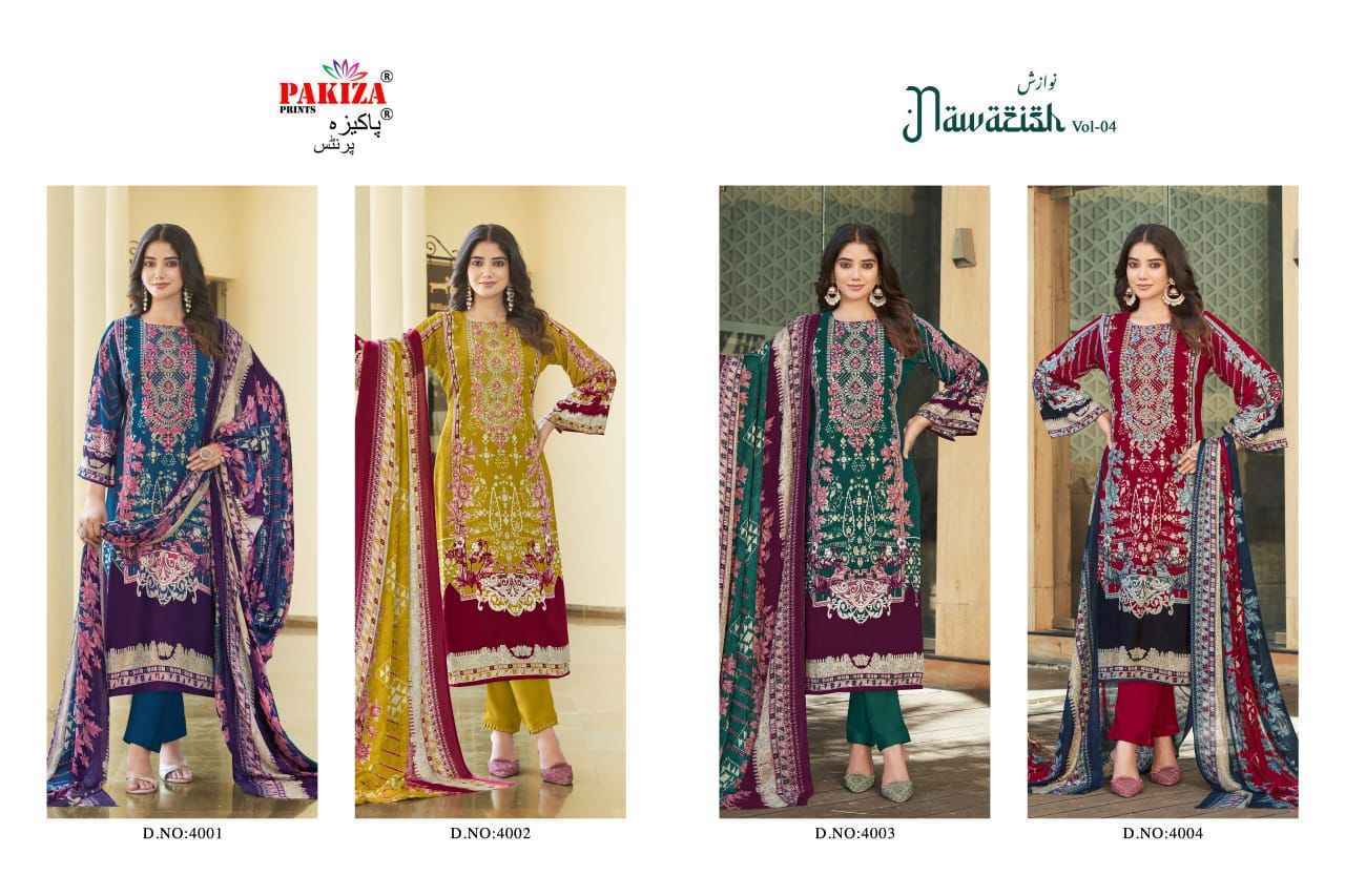 Pakiza Prints Nawazish Vol 4 Cotton Dress Material Surat Wholesale ( 4 pcs Catalogue )