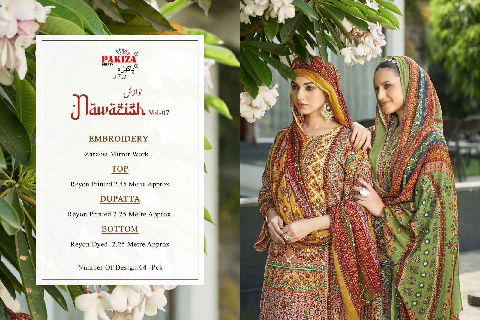 Pakiza Prints Nawazish Vol 7 Rayon Salwar Kameez Wholesale Rate ( 4 Pcs Catalog )