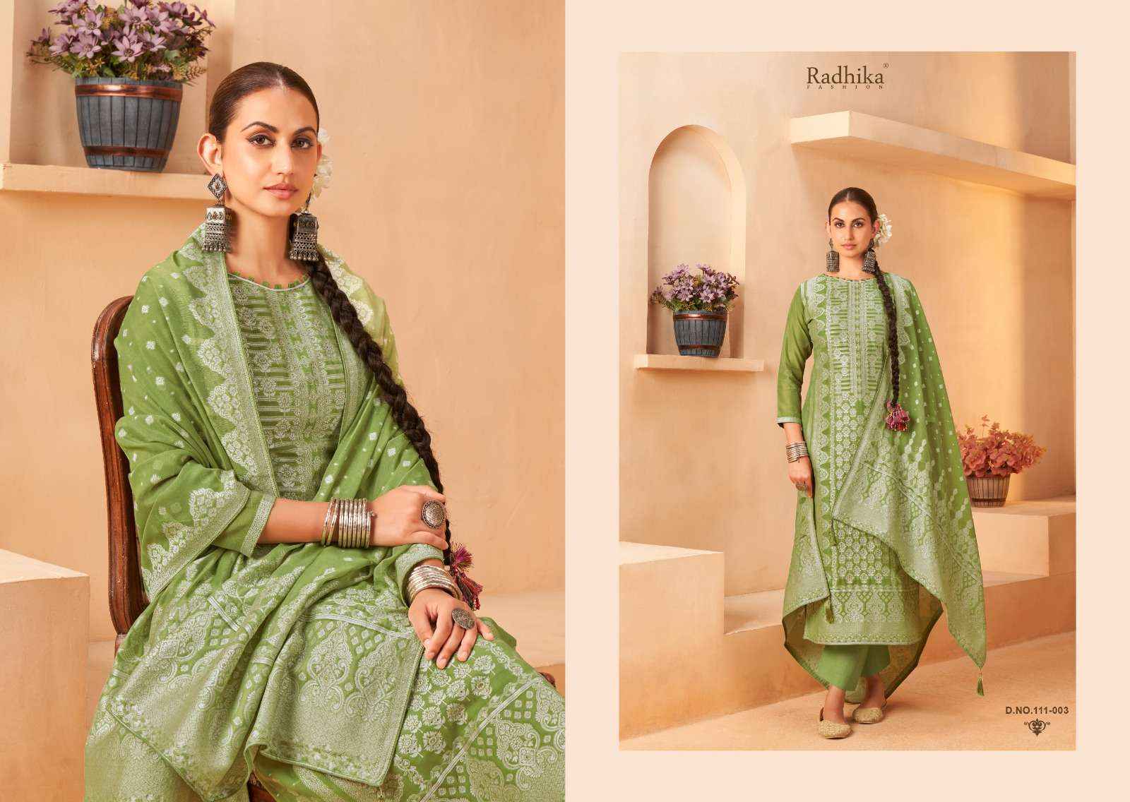 Radhika Fashion Azara Banarashi Adah Vol 5 Cotton Jacquard Dress Material Wholesale Catalog Surat ( 6 pcs Catalogue )