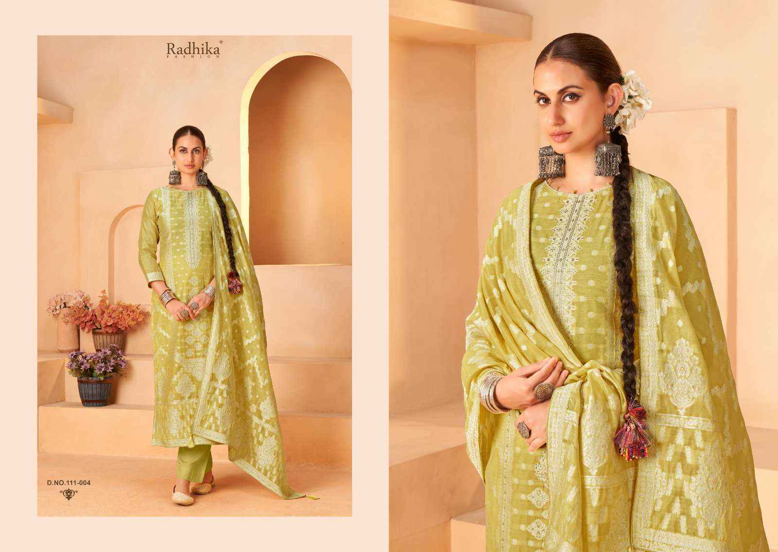 Radhika Fashion Azara Banarashi Adah Vol 5 Cotton Jacquard Dress Material Wholesale Catalog Surat ( 6 pcs Catalogue )