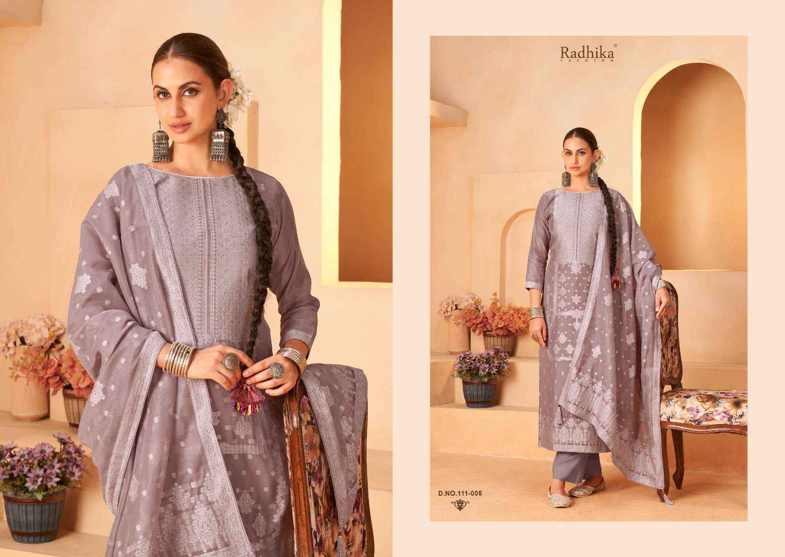 Radhika Fashion Azara Banarashi Adah Vol 5 Cotton Jacquard Dress Material Wholesale Catalog Surat ( 6 pcs Catalogue )