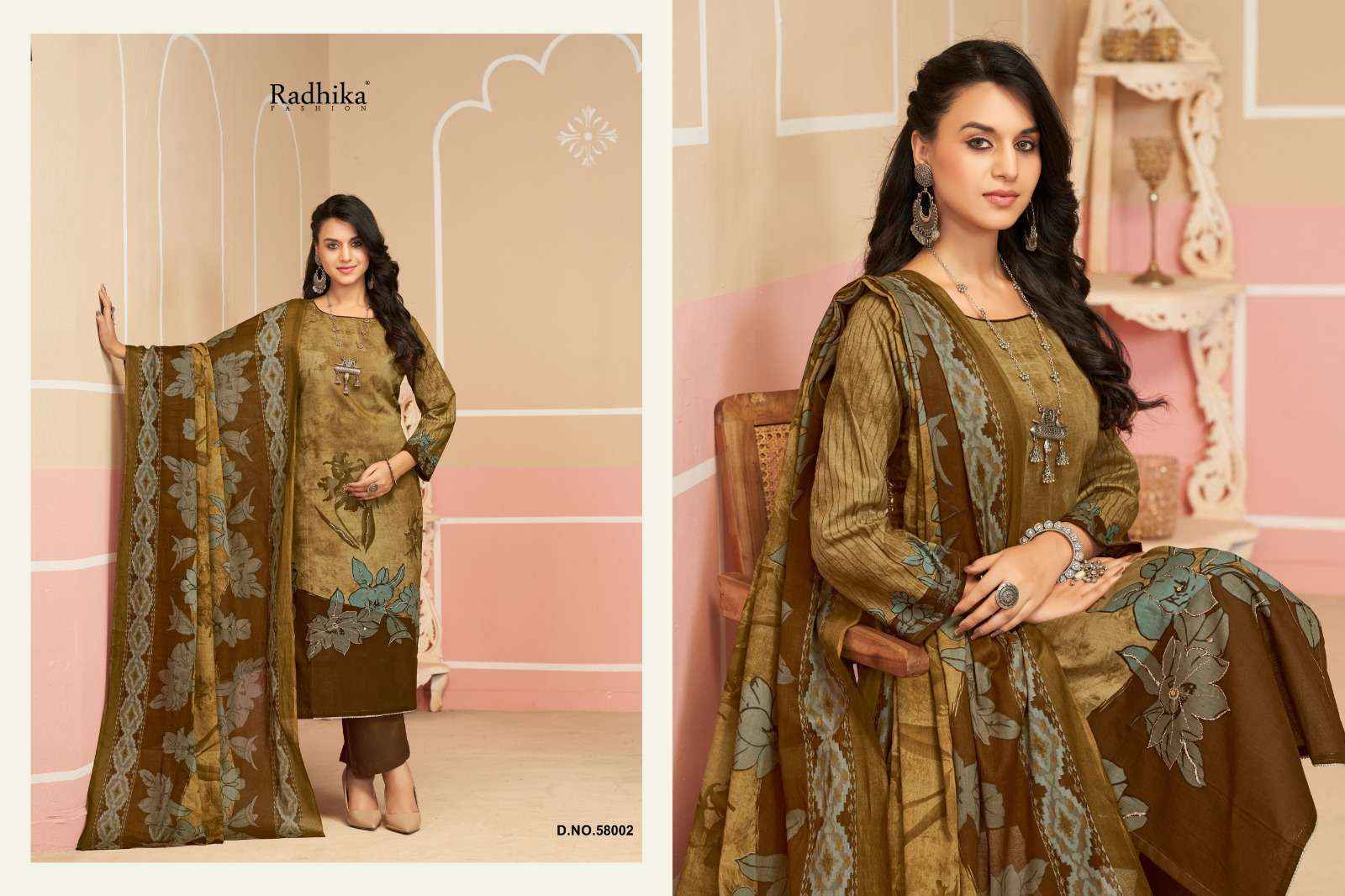 Radhika Fashion Azara shivani Lawn Cotton Dress Material Wholesale surat ( 3 pcs Catalogue )