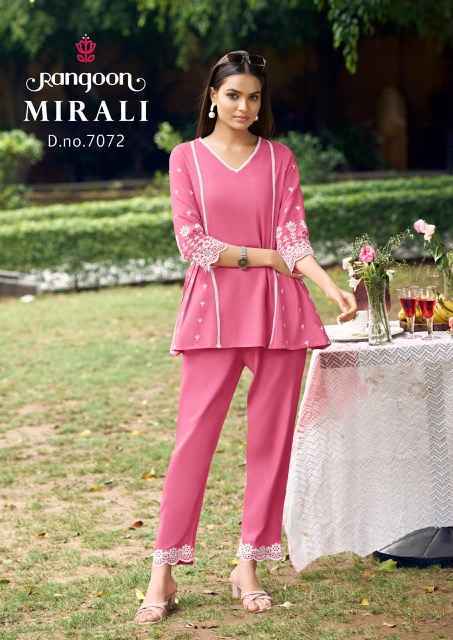 Rangoon Mirali Viscose Rayon Co Ord Set Wholesale Surat Market ( 4 pcs Catalogue )