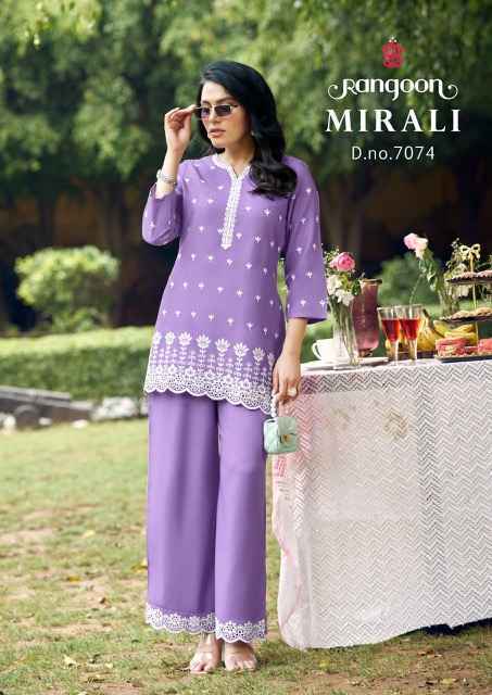 Rangoon Mirali Viscose Rayon Co Ord Set Wholesale Surat Market ( 4 pcs Catalogue )