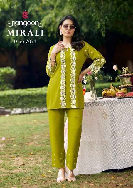 Rangoon Mirali Viscose Rayon Co Ord Set Wholesale Surat Market ( 4 pcs Catalogue )